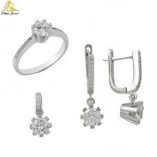 Gümüş zirkon taşlı set